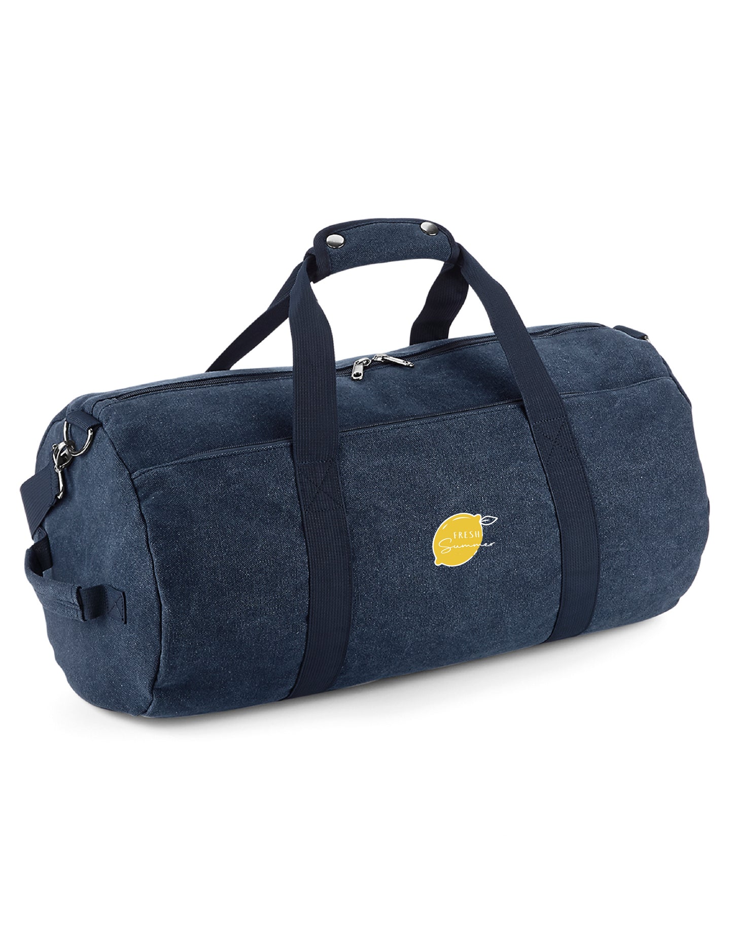 Weekendtas met Ludiek logo van een citroen als fris fruit met de woorden Fresh summer