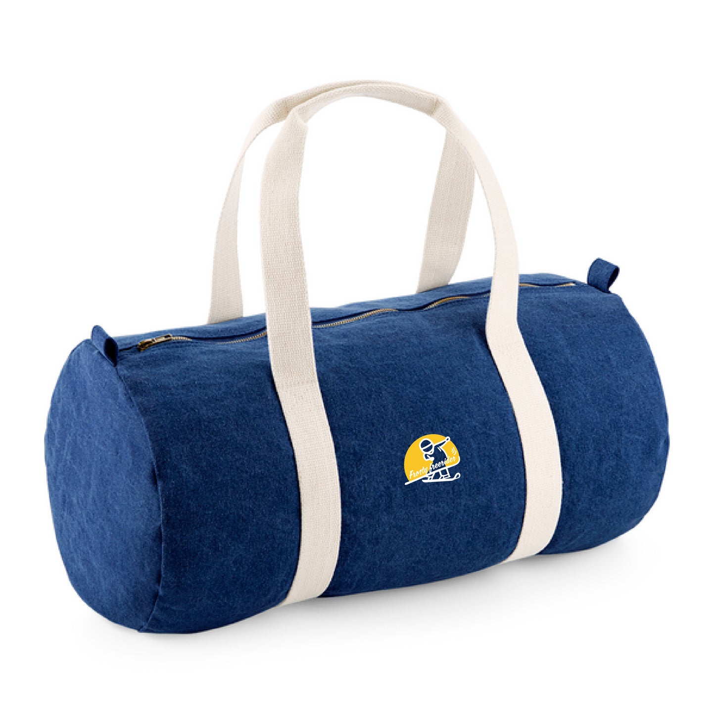 Travelbag of zak met Abstract logo van een coole freeride snowboarder met het zonnetje op de achtergrond