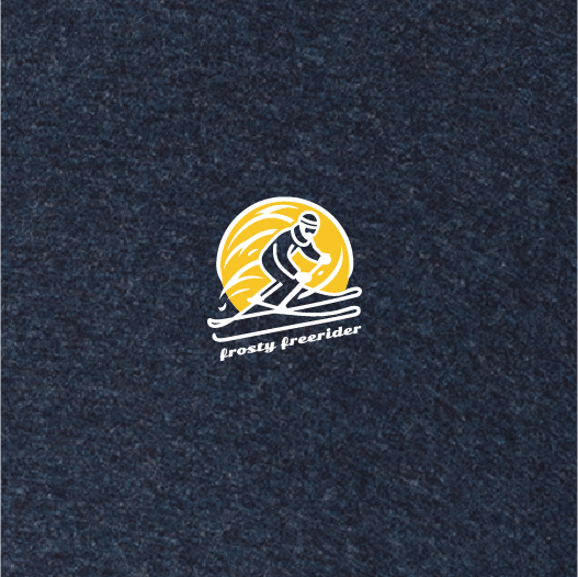 T-shirt met Abstract logo van een coole freeride skier met het licht van de maan op de achtergrond