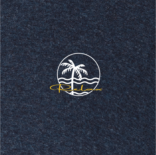 T-shirt with a logo of a palm tree as a symbol of rest and the waves referring to the positive flow of life