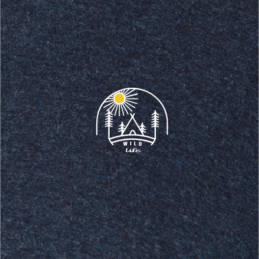 T-shirt with a Logo of a tent in the forest symbol for adventurous camp life