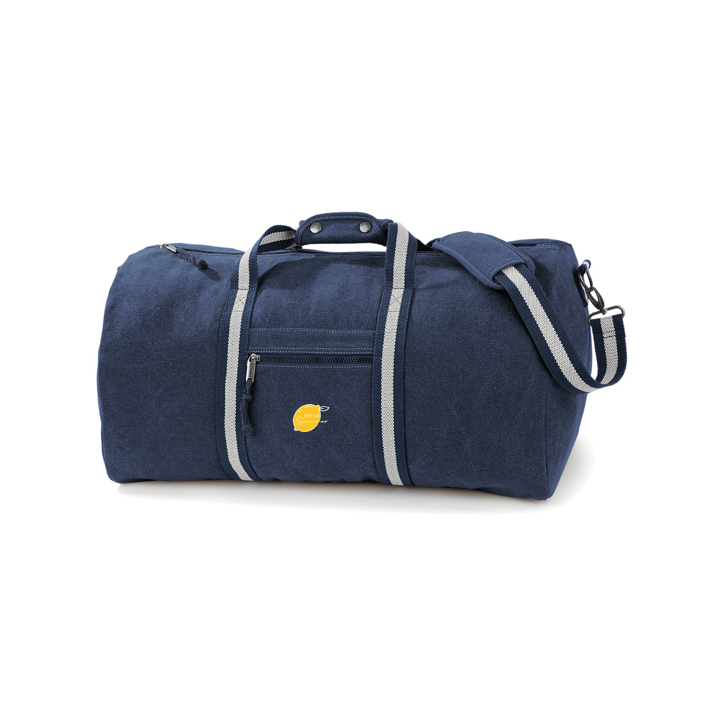 Weekendtas met Ludiek logo van een citroen als fris fruit met de woorden Fresh summer